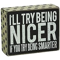 Primitives by Kathy 21368 Polka Dot Trimmed Box Sign, 4 x 5-Inches, Being Nicer
