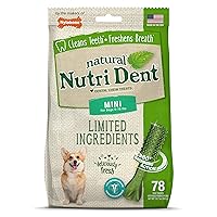 Nylabone Nutri Dent Dog Dental Treats - Natural Dog Teeth Cleaning & Breath Freshener - Dental Treats for Dogs - Fresh Breath Flavor, Mini (78 Count)