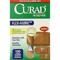 Flex-Fabric Adhesive Bandages, Assorted Sizes, 100 Count (Pack of 6)