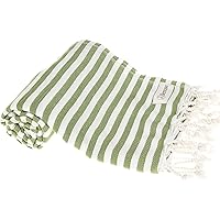 Bersuse 100% Cotton Malibu Turkish Towel - 37x70 Inches, Olive Green