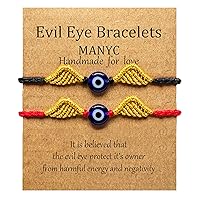 MANYC Handmade Evil Eye Bracelets Adjustable String Amulet for Women Men Teen Boys Girls (Red and Bl Luknot2pcs)