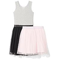 Spotted Zebra Girls and Toddlers' Knit Sleeveless Tutu Tank Dress and Skirt Set, Pack of 2