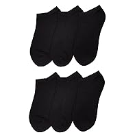 Trimfit Unisex Kids No Show Sport Liner Comfortoe Socks (Pack of 6), Black, XXS