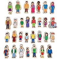 FF420 My Family - Set of 30 - Ages 1+ - Inclusive Wooden Blocks for Toddlers – Includes Grandparents, Moms, Dads and Children Around the World - Double-Sided