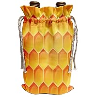 3dRose Anne Marie Baugh - Patterns - Orange and Yellow Gel Effect Honeycomb Pattern - Wine Bag (wbg_213722_1)