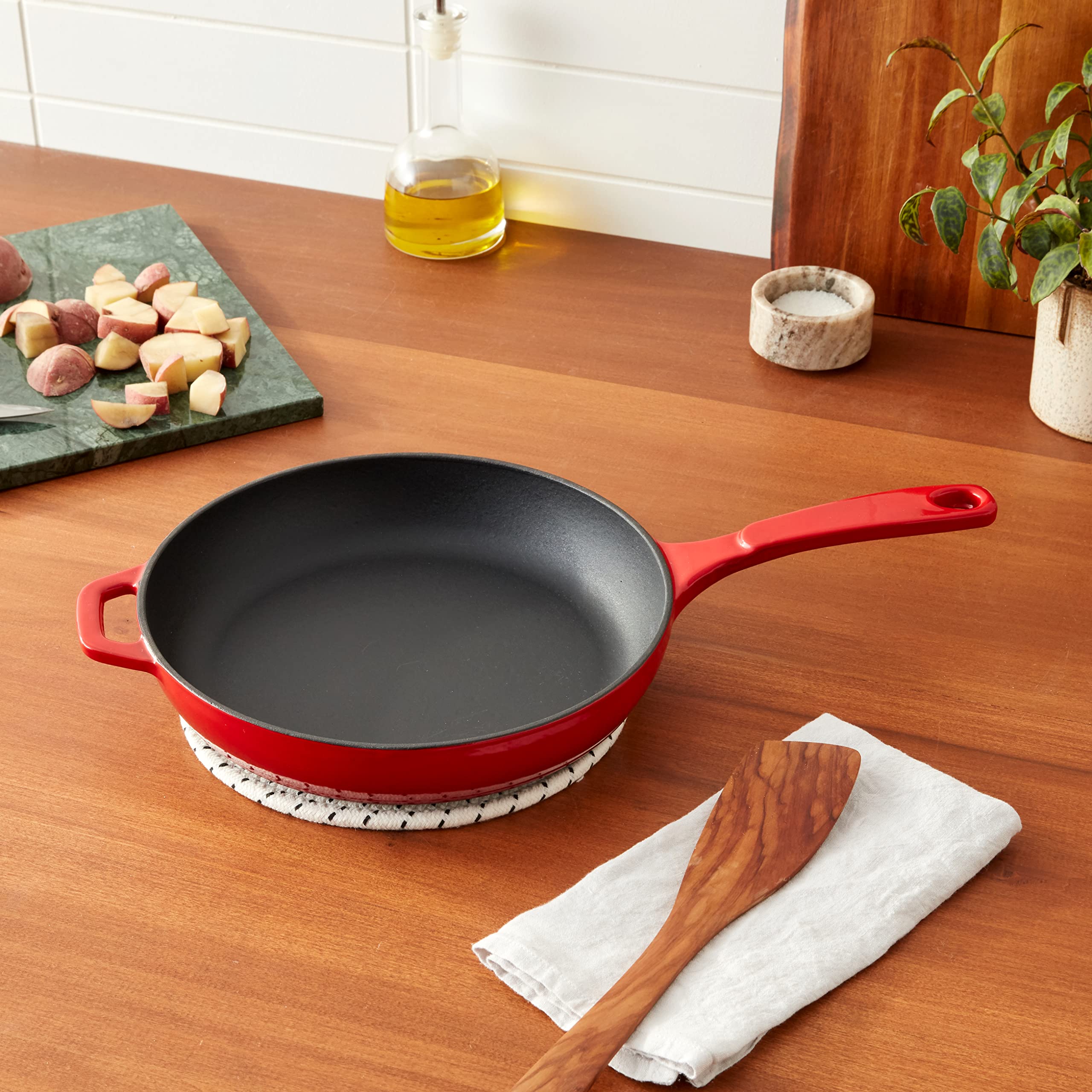 Lodge Color EC11S43 Enameled Cast Iron Skillet, Island Spice Red, 11-inch