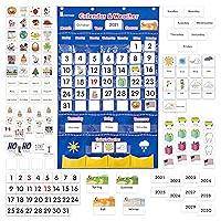 Calendar and Weather Pocket Chart for Kids Learning from Home and School, Homeschooling or Classroom for Teachers, Essential for Helping Young Students - Learn Tower