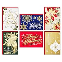 Hallmark Boxed Christmas Cards Assortment, Gold Foil Classic (6 Designs, 36 Cards with Envelopes)