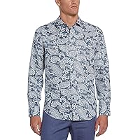 Cubavera Men's Standard Collection Long Sleeve 100% Linen Paisley Print Shirt