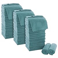 MOONQUEEN Ultra Soft Premium Washcloths Set - 12 x 12 inches - 72 Pack - Quick Drying - Highly Absorbent Coral Velvet Bathroom Wash Clothes (Teal)