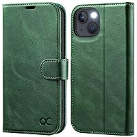 OCASE Compatible with iPhone 13 Wallet Case, PU Leather Flip Folio Case with Card Holders RFID Blocking Kickstand [Shockproof TPU Inner Shell] Phone Cover 6.1 Inch 2021 (Blackish Green)