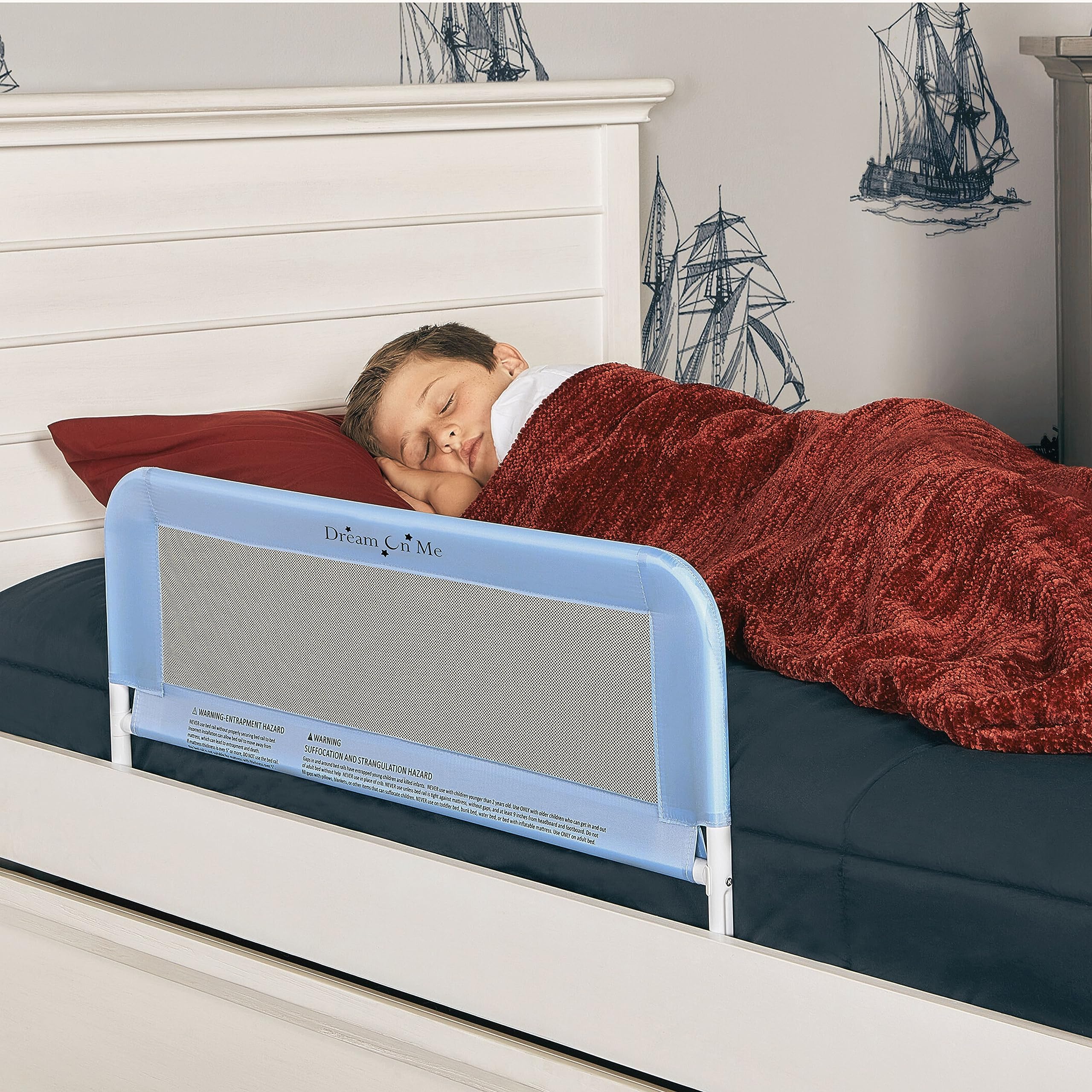 Dream On Me Lightweight Mesh Security Adjustable Bed Rail With Breathable Mesh Fabric In Blue