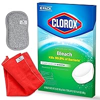 Bundle of 6-Clorox-Toilet Bowl Tablets with Bleach Cleaner Tabs for Toilet Tank 3.5 Ounce Each Bundled with Double Sided Scrubby and Microfiber Cleaning Cloth