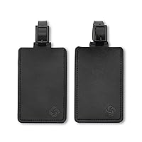 Samsonite 2-Pack Leather Luggage ID Tag, Black Logo, One Size