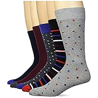 Amazon Essentials Men's Patterned Dress Socks, 5 Pairs