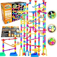 Marble Genius Marble Glow Run Race Track Set - 300 pcs, Glow in The Dark, STEM Educational Building Block, Instruction App Access, Color Instruction Manual, Great Easter Gifts for Kids, Extreme Set