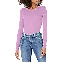 Enza Costa Women’s Stretch Silk Rib Fitted Long Sleeve Crew Neck Top