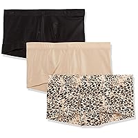 Maidenform Women's Microfiber Underwear Pack, Full Coverage Boyshort Panties, 3-Pack, Black/Body Beige/Snow Leopard