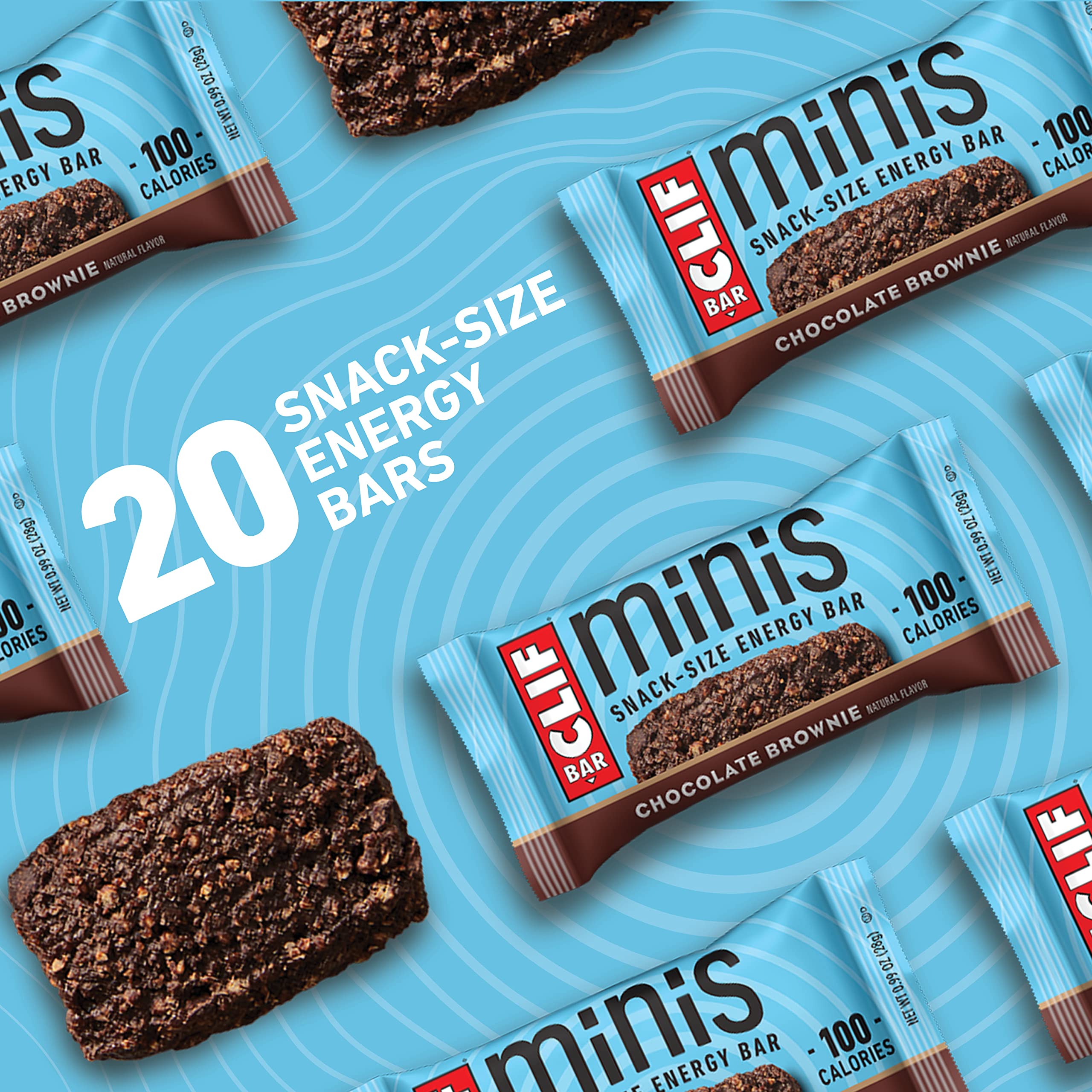Clif Bar - Mini Energy Bars - Chocolate Brownie - Made with Organic Oats - Plant Based Food - Vegetarian - Kosher (0.99 Ounce Snack Bar, 20 Count)