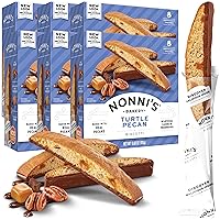 Turtle Pecan Biscotti Italian Cookies - Caramel Pecan Cookies Dipped in Milk Chocolate - Pecan Biscotti Individually Wrapped Cookies - All Natural Ingredients - Kosher - 6.88 oz (6 Boxes)