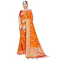 Sarees For Women Banarasi Art Silk Woven Saree || Ethnic Indian Gift Traditional Wedding Gift Sari with Unstitched Blouse