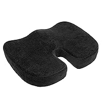Black Memory Foam Coccyx Cushion Orthopedically Designed for Back Tailbone & Sciatica Pain Relief