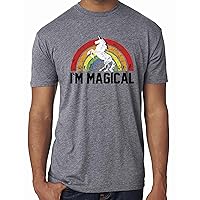 SoRock Men's I'm Magical Rainbow Unicorn Tri Blend Tshirt Heather Grey