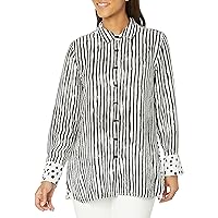 MULTIPLES Women's Long Sleeve Button Front and Back Hi-lo Shirt