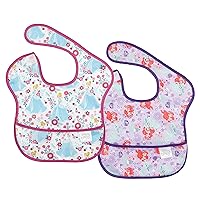 Bumkins Disney Bibs for Girl or Boy, SuperBib Baby and Toddler for 6-24 Months, Essential Must Have for Eating, Feeding, Baby Led Weaning, Mess Saving Waterproof Soft Fabric, 2-pk Princess