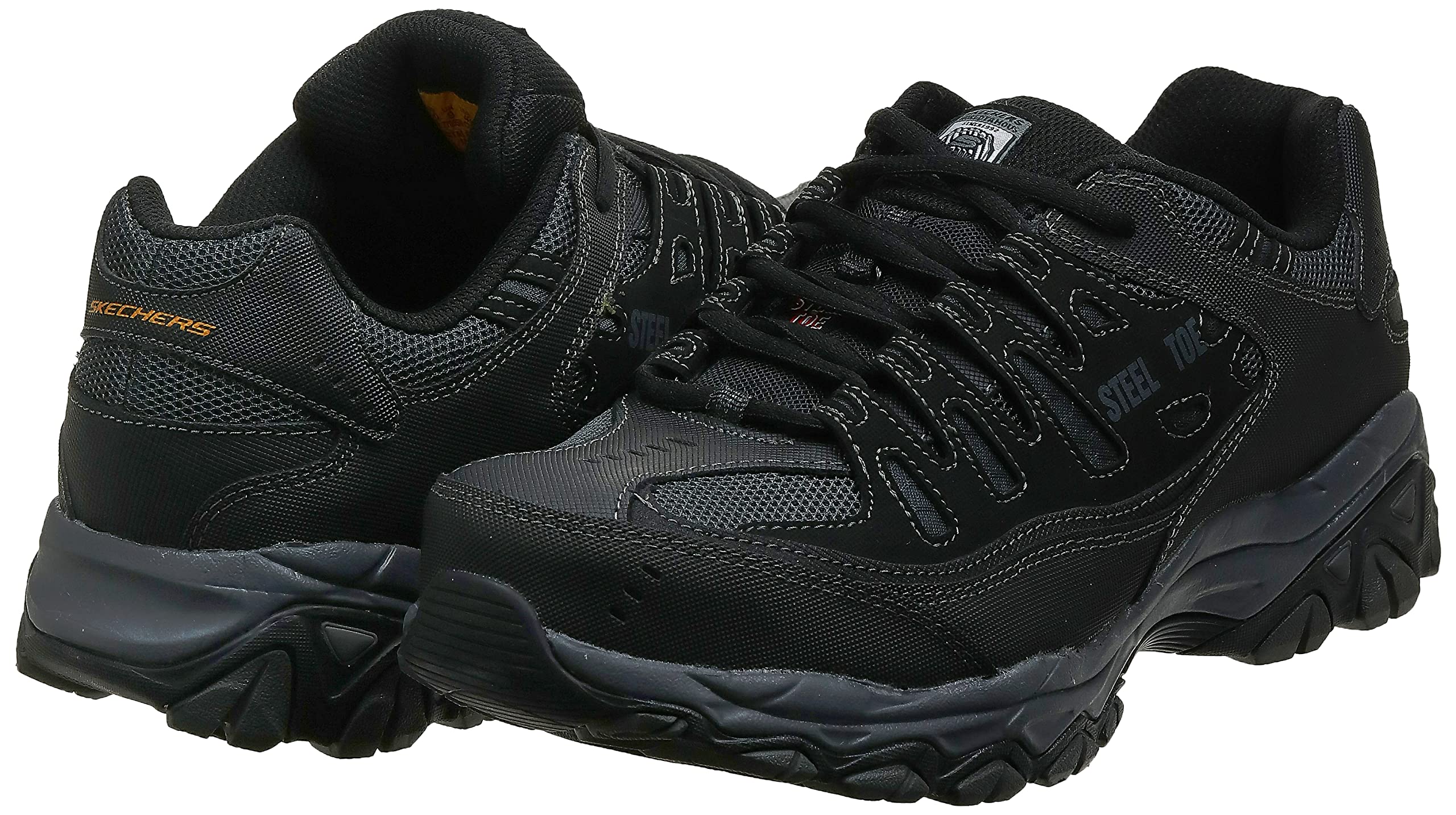 Skechers Men's Cankton Steel Toe Industrial Shoe, Black/Charcoal, 10.5 Wide