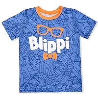 Blippi Boys’ Short Sleeve T-Shirt for Infant and Toddler – Blue/Orange