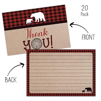 Your Main Event Prints Lumberjack Baby Shower Thank You Cards, Boy Baby, Mama Bear Baby Shower Favor, Woodland Baby Shower, 20 Thank You Cards and Envelopes