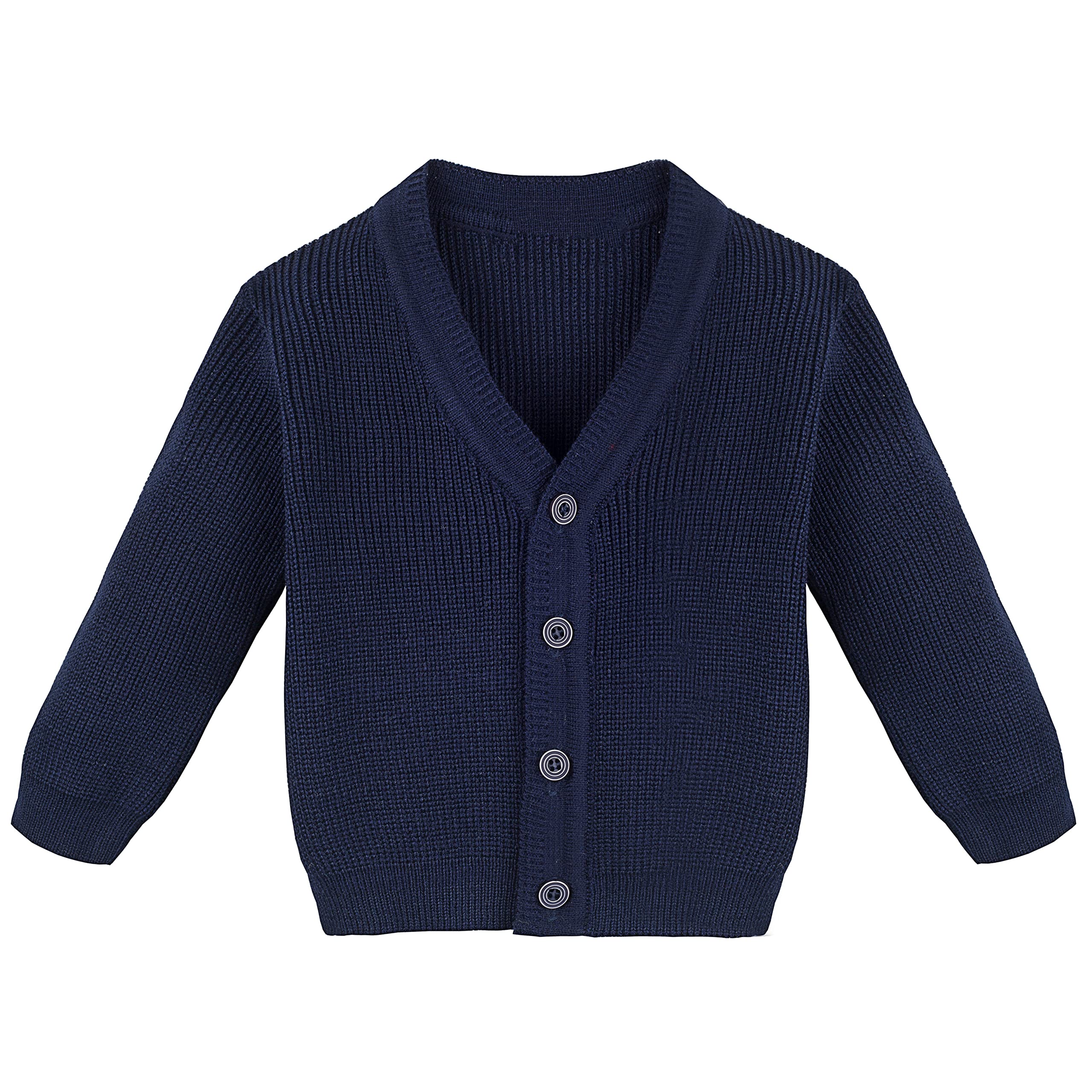 Lilax Baby Boys Basic Long Sleeve V-Neck Classic Knit Cardigan Sweater