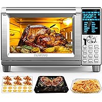 Bravo Air Fryer Toaster Smart Oven, 12-in-1 Countertop Convection, 30-QT XL Capacity, 50°-500°F Temperature Controls, Top and Bottom Heater Adjustments 0%-100%, Brushed Stainless Steel Look