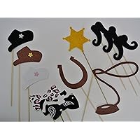 12 Pc Photo Booth Party Props Mustache on a Stick Western Theme Party Cowboy Hat
