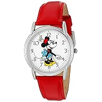 Disney Minnie Mouse Adult Classic Cardiff Articulating Hands Analog Quartz Leather Strap Watch