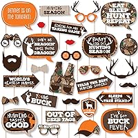 Big Dot of Happiness Funny Gone Hunting - Deer Hunting Camo Baby Shower or Birthday Party Photo Booth Props Kit - 30 Ct