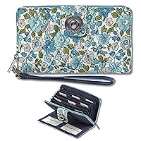 Bella Taylor RFID Wristlet Cash System Wallet for Cash Envelope Budgeting | Money Organizer Budget Wallet | Cash Stuffing Wallet | Quilted Cotton Delicate Floral Blue