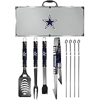NFL Siskiyou Sports Fan Shop Dallas Cowboys Steel Tailgater BBQ Set w/Case 8 piece Gray