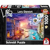 Schmidt Spiele 59906 Lars Stewart, Venice, Night and Day, 1000 Piece Jigsaw Puzzle