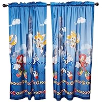 Sonic The Hedgehog Kids Room Window Curtain Panels Drapes Set, 82 In x 63 In, (Official) Sega Product By Franco, Prints May Vary