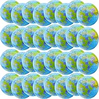 32 Pack 16 Inch Inflatable Globe Bulk Blow up Beach Ball Large Inflatable World Globe for Classroom Teaching Beach Playing Pool Party Bags