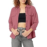 UNIONBAY Women's Crinkle Gauze Button Front Shirt Jacket