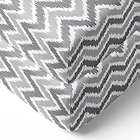 Bacati - 2 Pack Crib Fitted Sheets - Mix and Match Ikat Zigzag Chevron Soft Breathable 100% Cotton Percale Baby Sheets - Fits Standard 28 x 52 X 5 inches Crib & Toddler Mattresses (Grey)