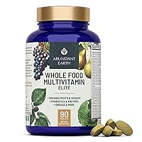 Whole Food Multivitamin for Women, Daily Multi Vitamins Supplements for Men/Mens Multivitamins + B Complex, Probiotic Multi Enzyme, Omegas for Organic Energy, Mood, Digestion 90ct