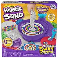 Kinetic Sand, Deluxe Swirl N’ Surprise Playset, 2.5lbs of Play Sand (Red, Blue, Green, Yellow, White and Purple), 4 Tools, Sensory Toys for Kids 3 and up