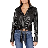 Ramy Brook Women's Wylder Faux Leather Button Down Top