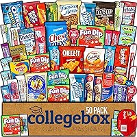 COLLEGEBOX Snack Box (50 Count) Finals Variety Pack Care Package Gift Basket Adult Kid Guy Girl Women Men Birthday College Student Office School