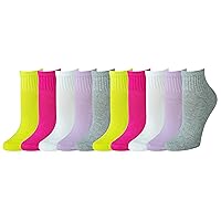 Amazon Essentials Women's Cotton Lightly Cushioned Ankle Socks, 10 Pairs
