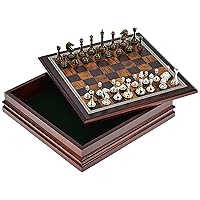 Classic Game Collection Metal Chess Set with Deluxe Wood Board and Storage - 2.5